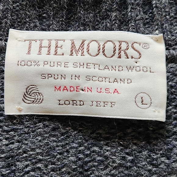 Vintage THE MOORS Vest Mens Large Gray Shetland Wool Lord Jeff Made USA Scotland - Picture 3 of 8